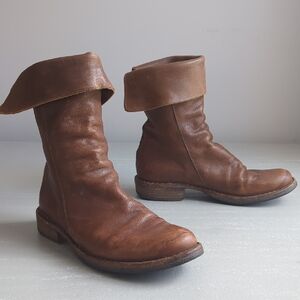 Fiorentini + Baker Fold-Over Brown Leather Ankle Boots